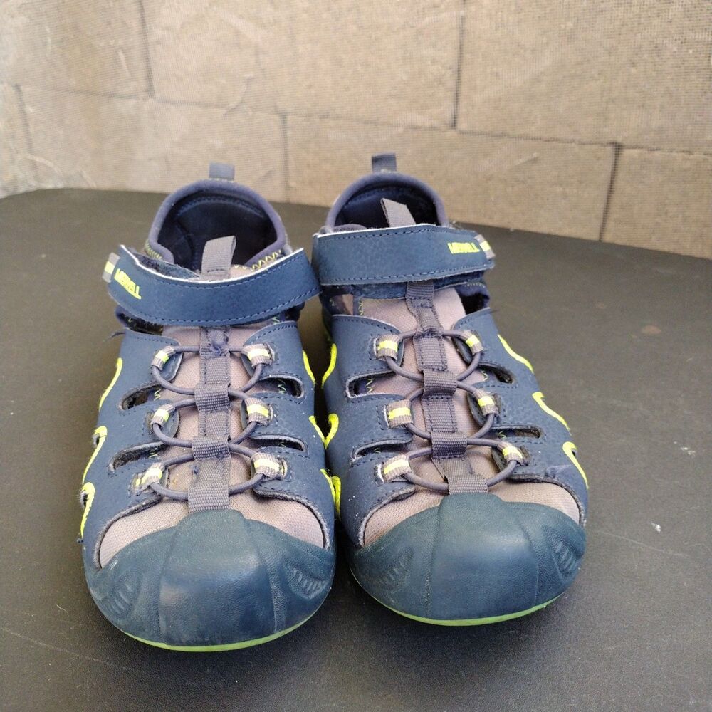 Merrell Hydro Hikers Blue Sandals Shoes Hook & Loop Boys Kids Size 4 Close Toe